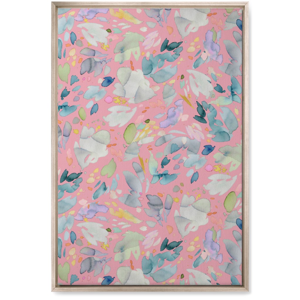 Abstract Petal Flowering Wall Art, Metallic, Single piece, Canvas, 20x30, Pink