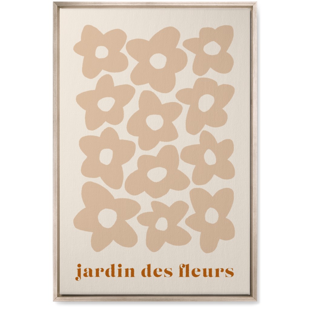 Botanical Graphic Retro Flower Garden Wall Art, Metallic, Single piece, Canvas, 20x30, Beige, Pueblo
