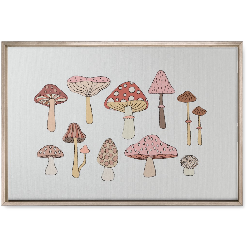 Mushrooms - Blush Wall Art, Metallic, Single piece, Canvas, 20x30, Pink