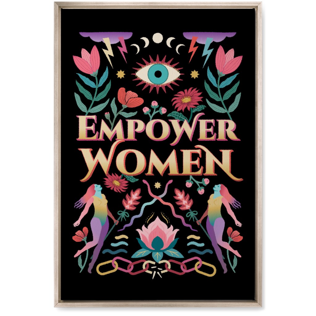 Empower - Multi on Black Wall Art, Metallic, Single piece, Canvas, 20x30, Black