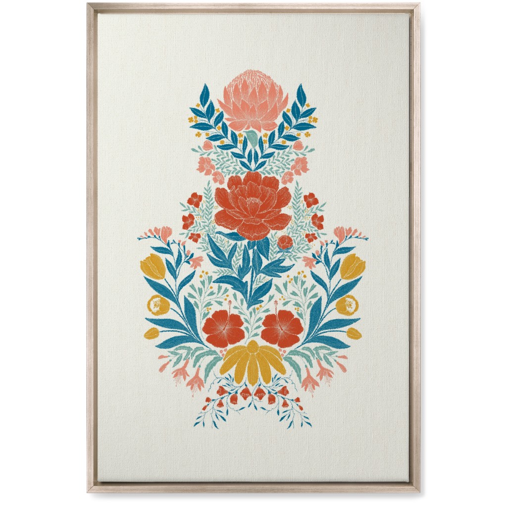 Garden Flower Wall Art, Metallic, Single piece, Canvas, 20x30, Multicolor, White