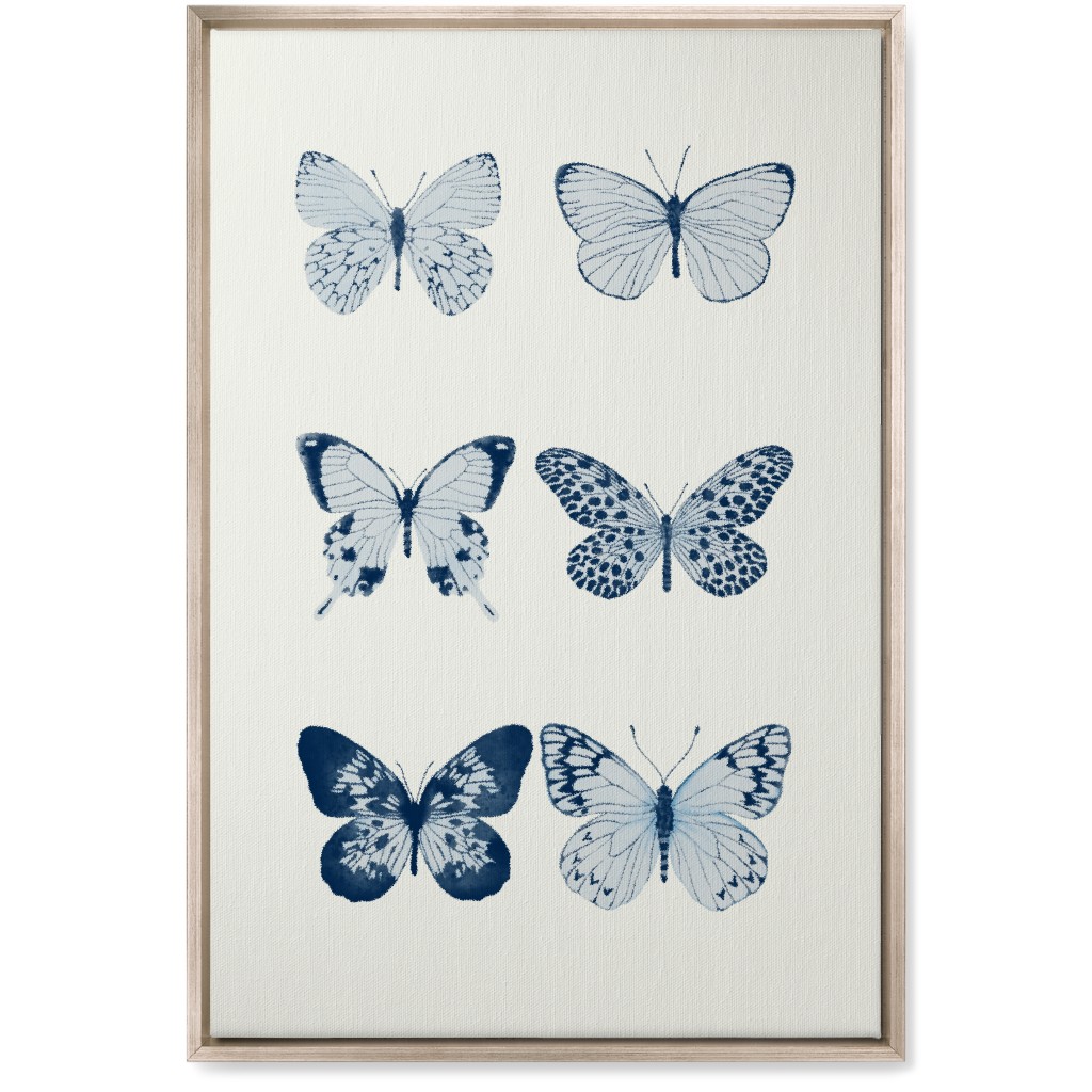 Butterflies Pairs Wall Art, Metallic, Single piece, Canvas, 20x30, Blue, Air