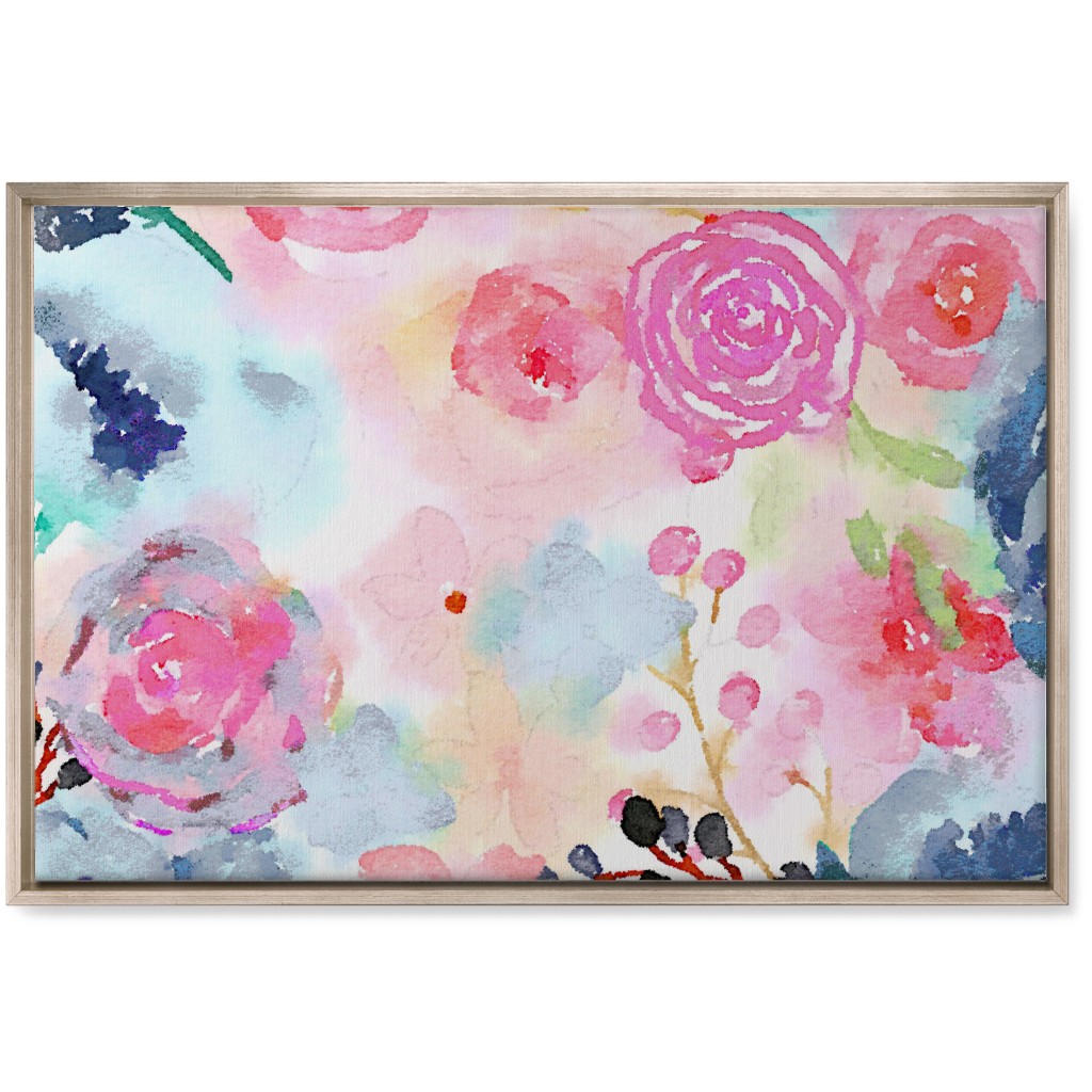 Spring Dreams - Watercolor Floral - Multi Wall Art, Metallic, Single piece, Canvas, 20x30, Multicolor