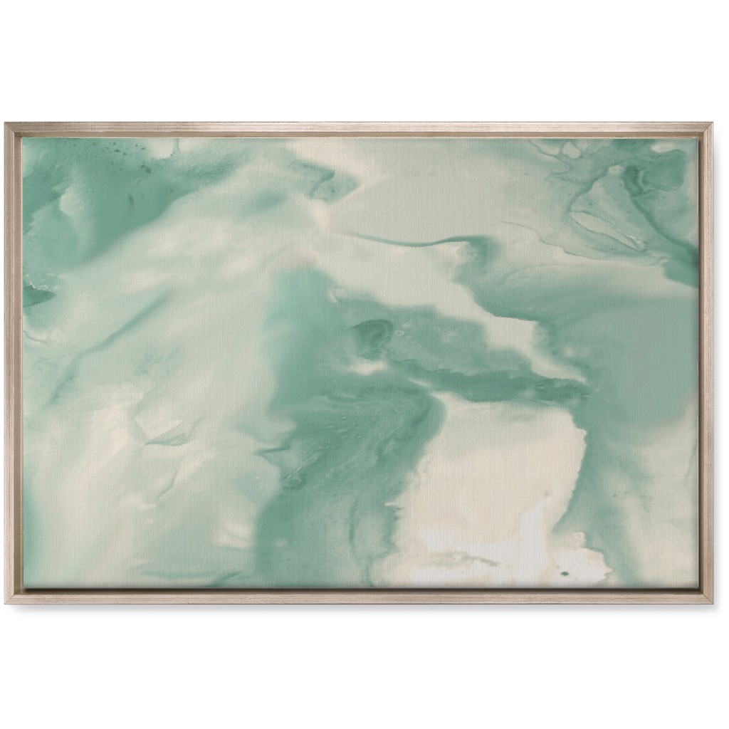 Abstract Watercolor Marble Wall Art, Metallic, Single piece, Canvas, 20x30, Green, Mantis
