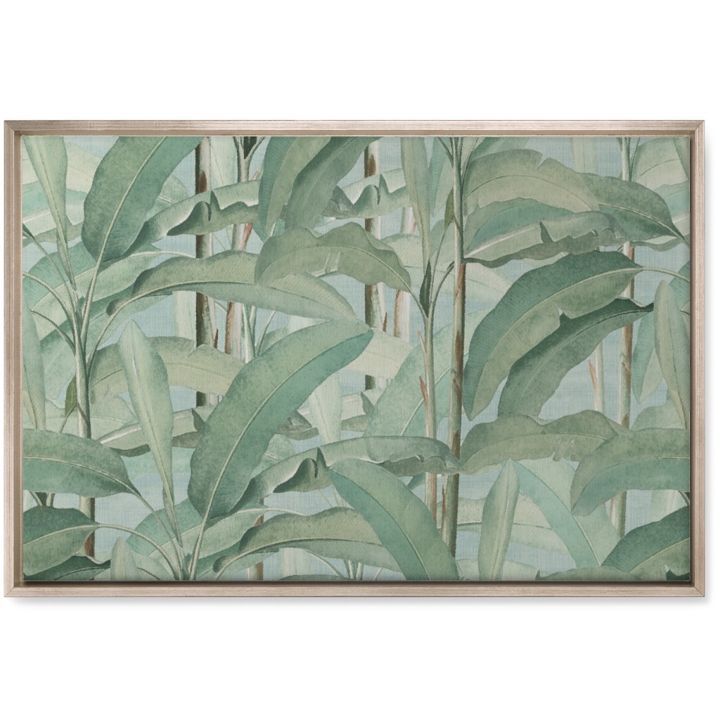 Lush Tropical Leaves Wall Art, Metallic, Single piece, Canvas, 20x30, Green, Classic Green