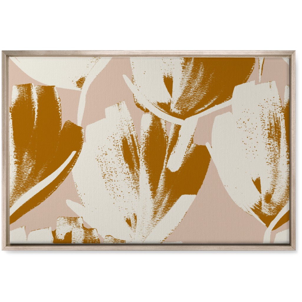 Flowers - Mustard Wall Art, Metallic, Single piece, Canvas, 20x30, Pink