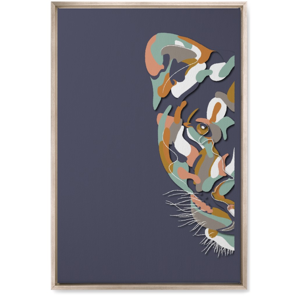 African Lioness Wall Art, Metallic, Single piece, Canvas, 20x30, Blue