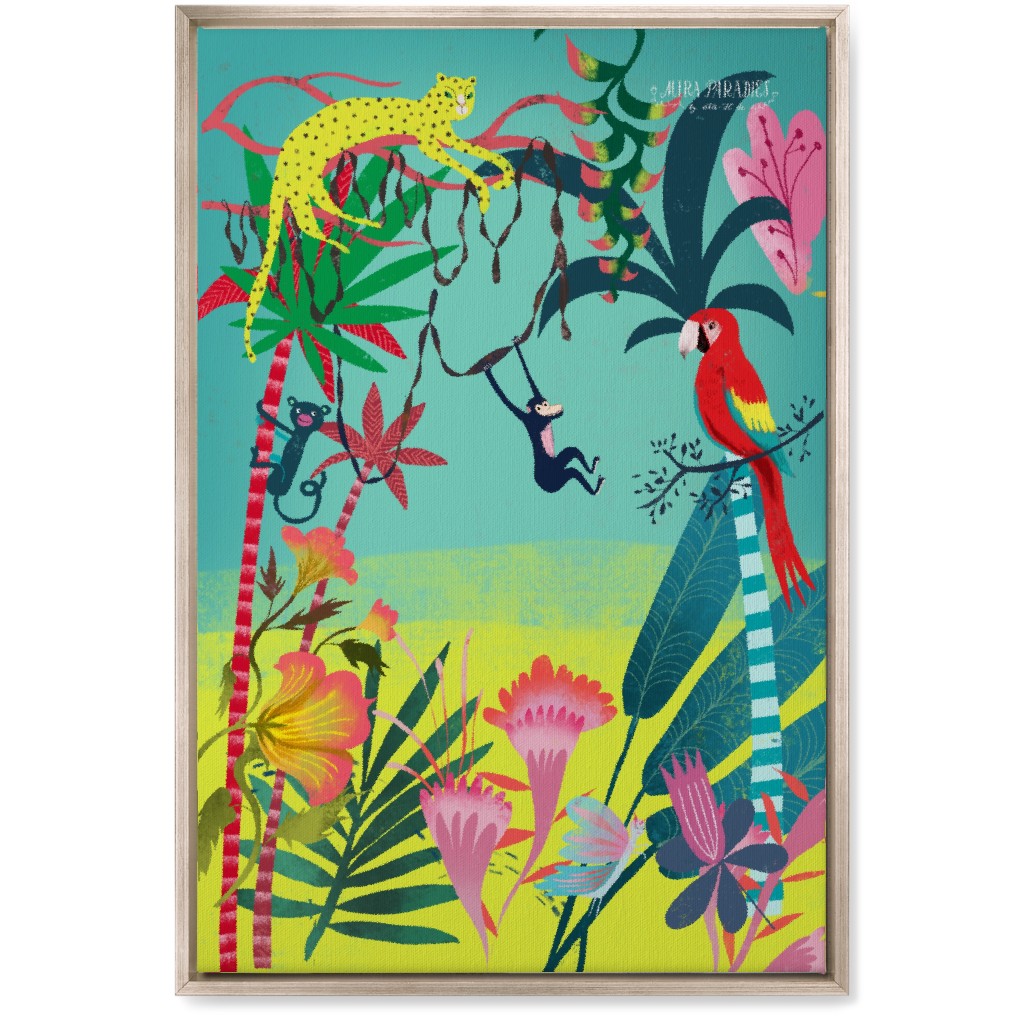 Jungle Animals & Botanical - Multi Wall Art, Metallic, Single piece, Canvas, 20x30, Multicolor