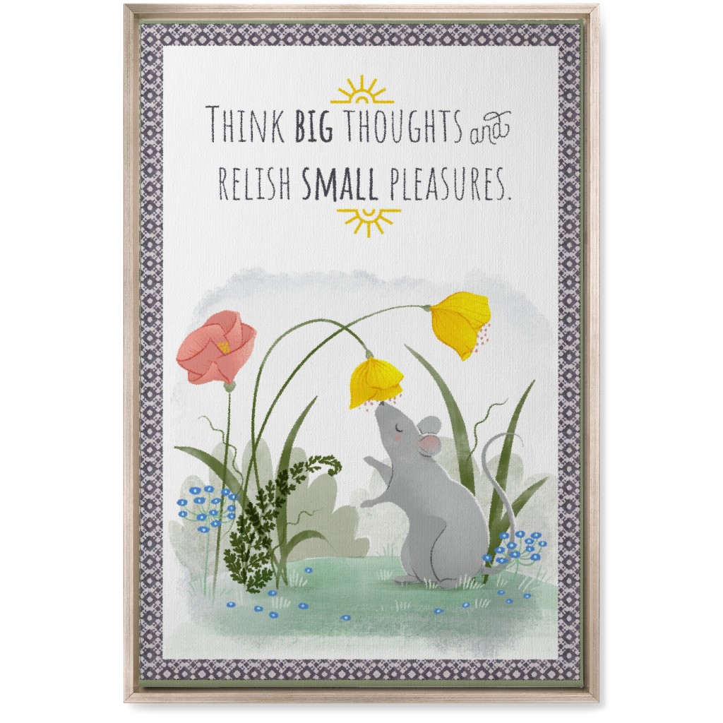Big Thoughts Small Pleasures Mouse Wall Art, Metallic, Single piece, Canvas, 20x30, Multicolor