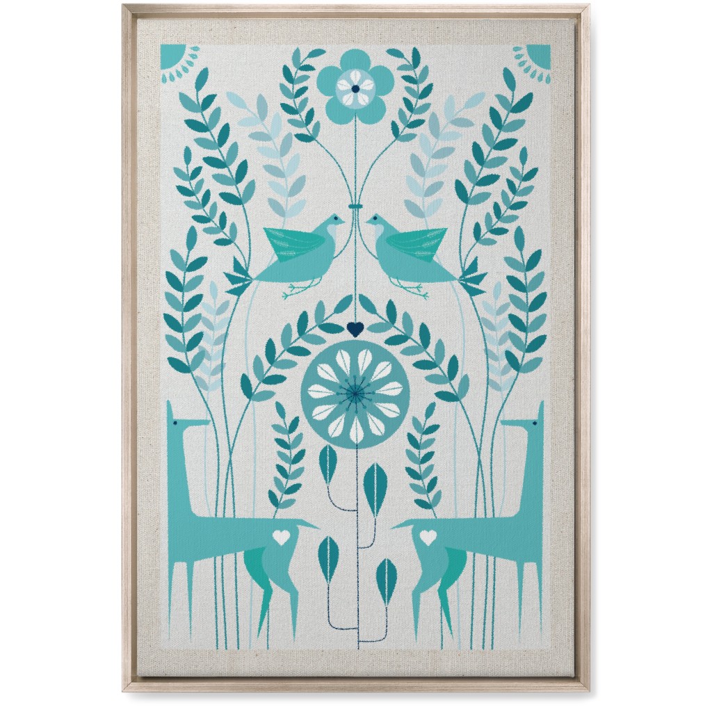 Peaceful Folk of the Forest Wall Art, Metallic, Single piece, Canvas, 20x30, Blue, True Blue