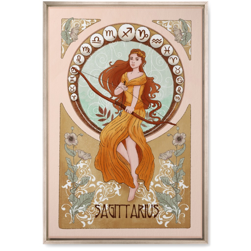 Art Nouveau - Sagittarius Wall Art, Metallic, Single piece, Canvas, 20x30, Multicolor