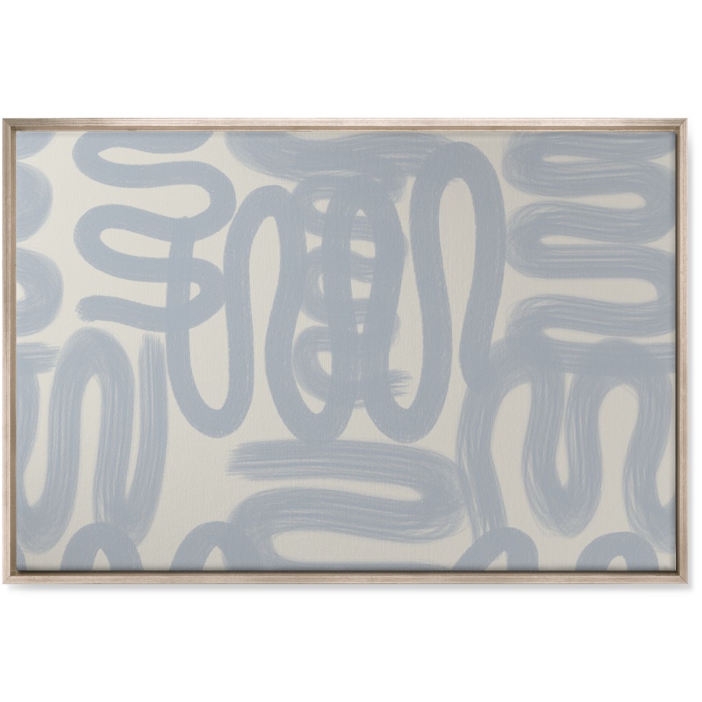 Squiggle - Blue and Cream Wall Art, Metallic, Single piece, Canvas, 24x36, Blue, True Blue