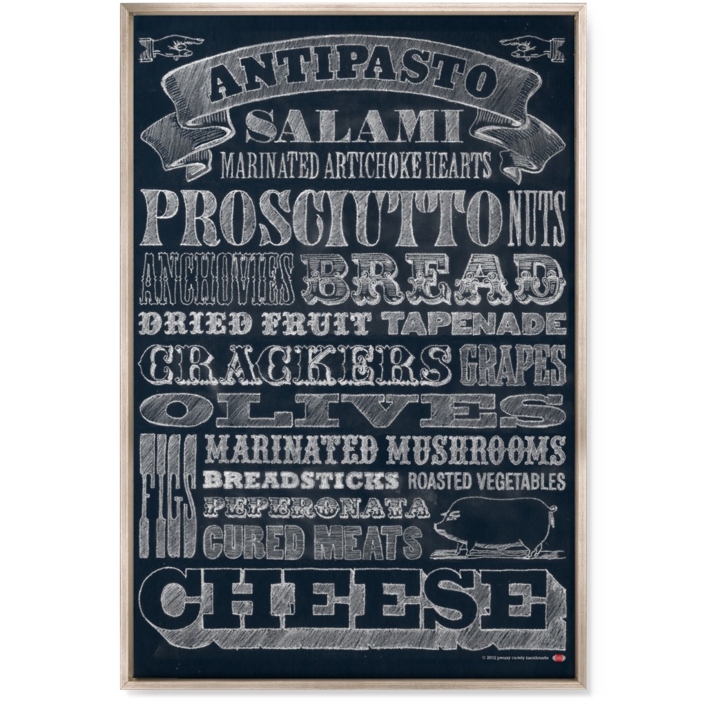 Antipasto - Black & White Wall Art, Metallic, Single piece, Canvas, 24x36, Black