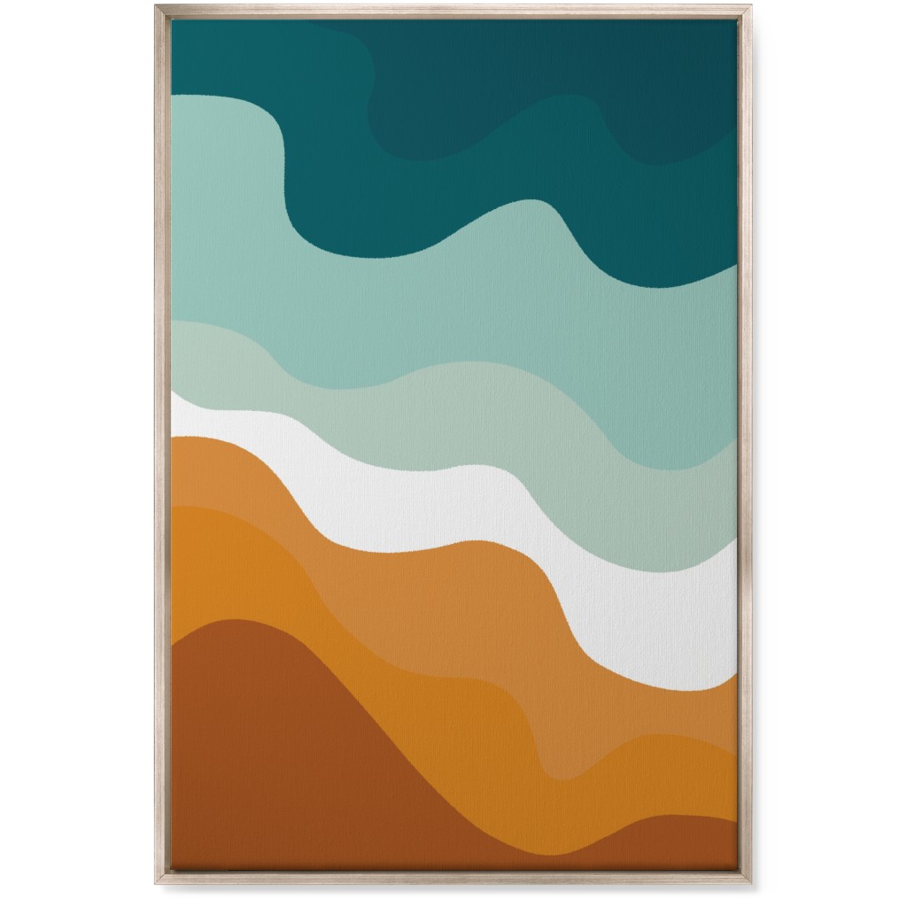 Retro Abstract Waves Wall Art, Metallic, Single piece, Canvas, 24x36, Multicolor