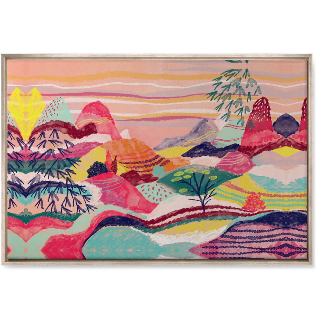 Dreamy Hills Abstract - Vibrant Wall Art, Metallic, Single piece, Canvas, 24x36, Multicolor