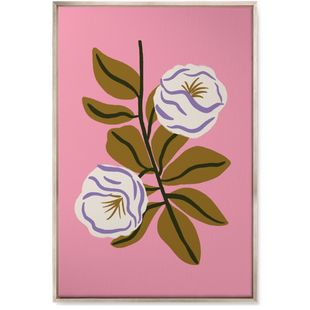 White Bulb Flower - Multi on Pink Wall Art, Metallic, Single piece, Canvas, 24x36, Pink