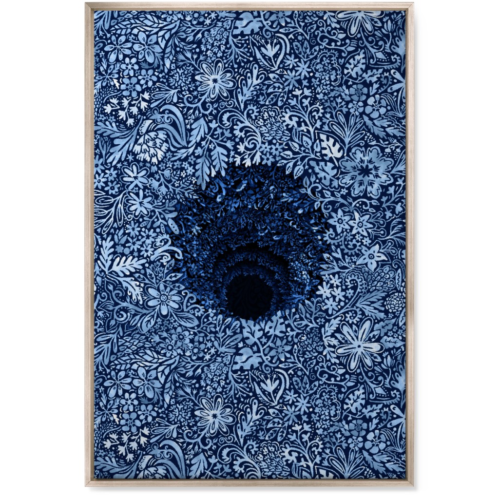Deep Down Colorful Floral Abstract Wall Art, Metallic, Single piece, Canvas, 24x36, Blue