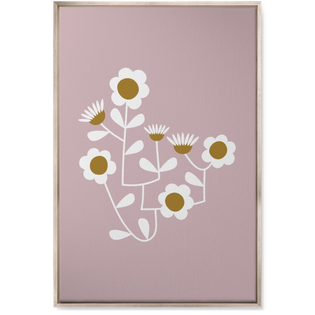 Mod Hanging Floral Wall Art, Metallic, Single piece, Canvas, 24x36, Pink, Whisper