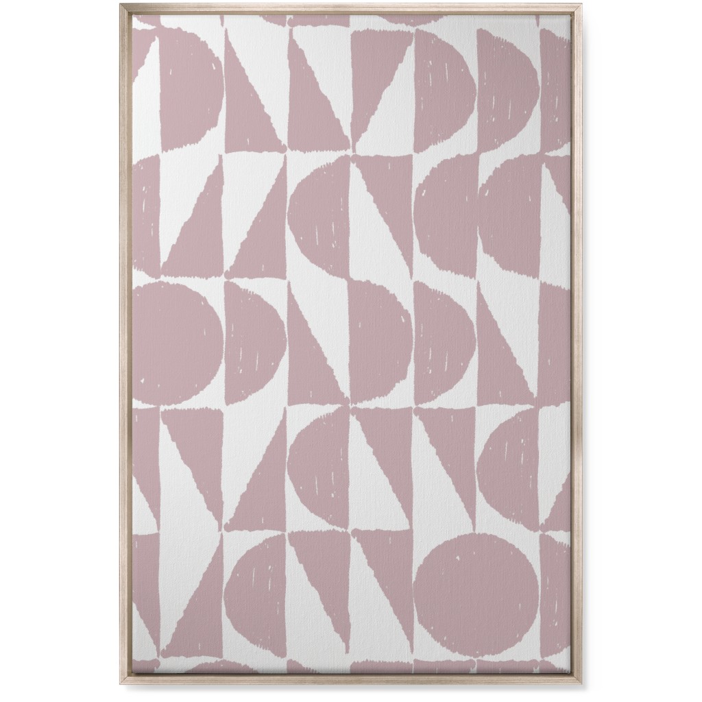 Mod Shapes Wall Art, Metallic, Single piece, Canvas, 24x36, Pink, White