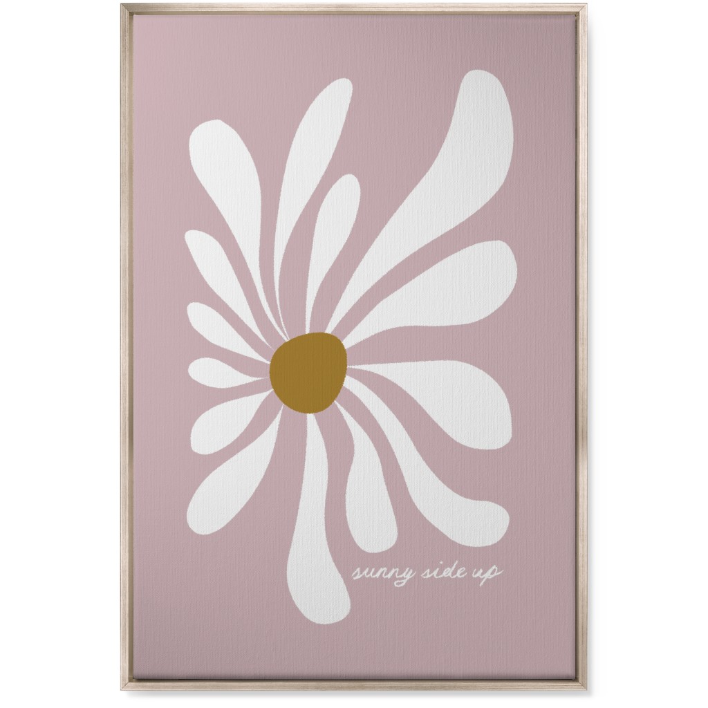 Mod Sunny Side Up Daisy Wall Art, Metallic, Single piece, Canvas, 24x36, Pink, Whisper