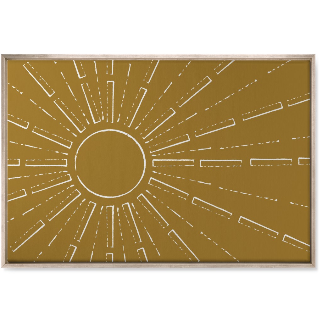 Midcentury Sunburst Wall Art, Metallic, Single piece, Canvas, 24x36, Yellow