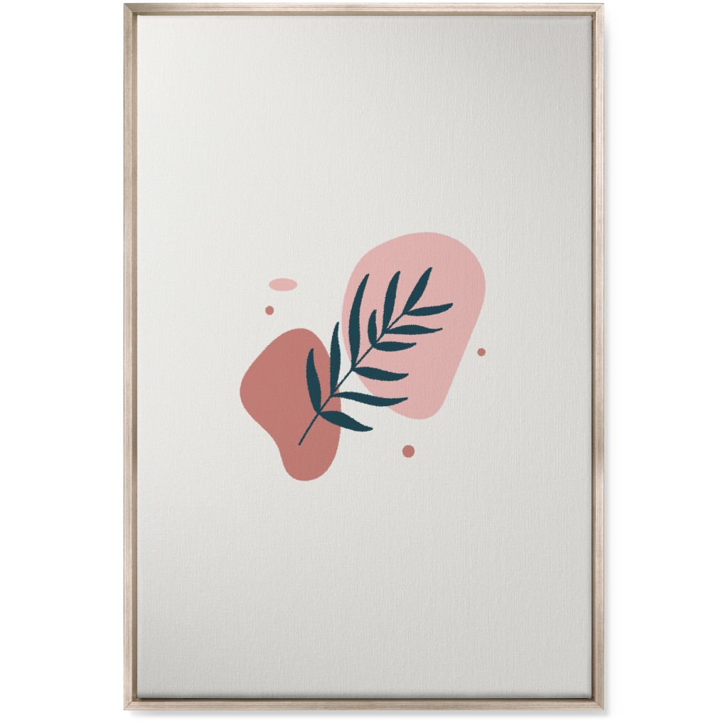 Shapes and Fern Leaf Wall Art, Metallic, Single piece, Canvas, 24x36, Pink