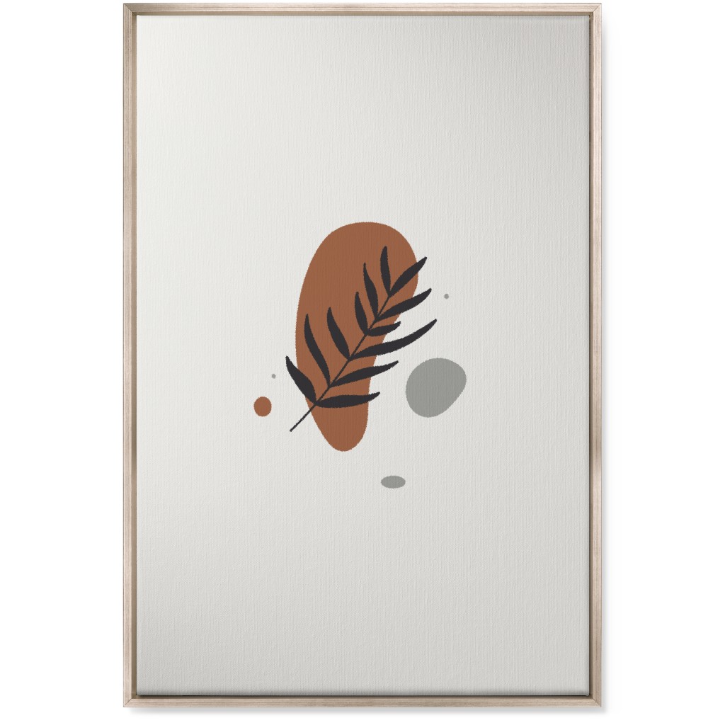 Shapes and Fern Leaf V Wall Art, Metallic, Single piece, Canvas, 24x36, Brown