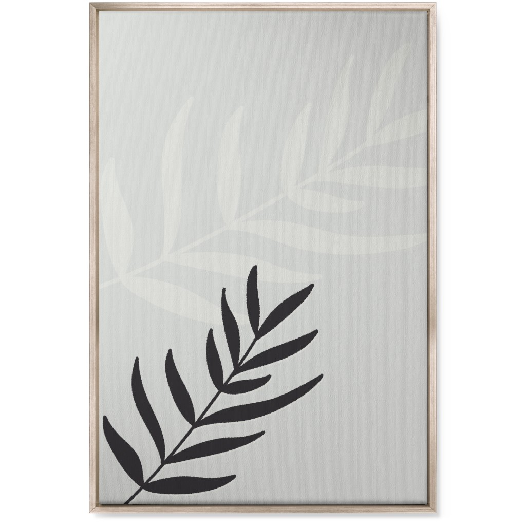 Fern Leaves in Neutral Earth Tones Wall Art, Metallic, Single piece, Canvas, 24x36, Gray
