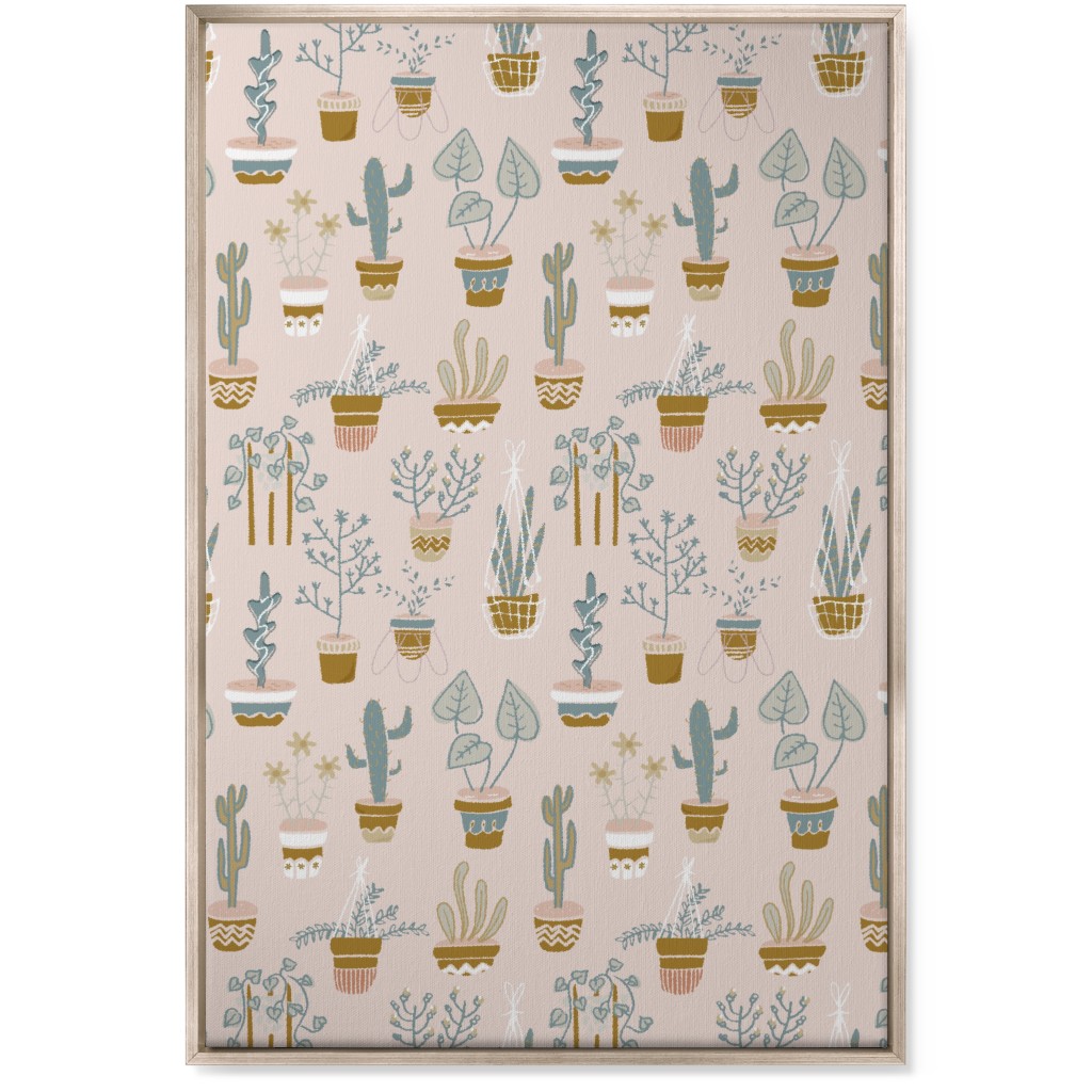 Indoor Plants - Pink Wall Art, Metallic, Single piece, Canvas, 24x36, Pink, Bright Pink