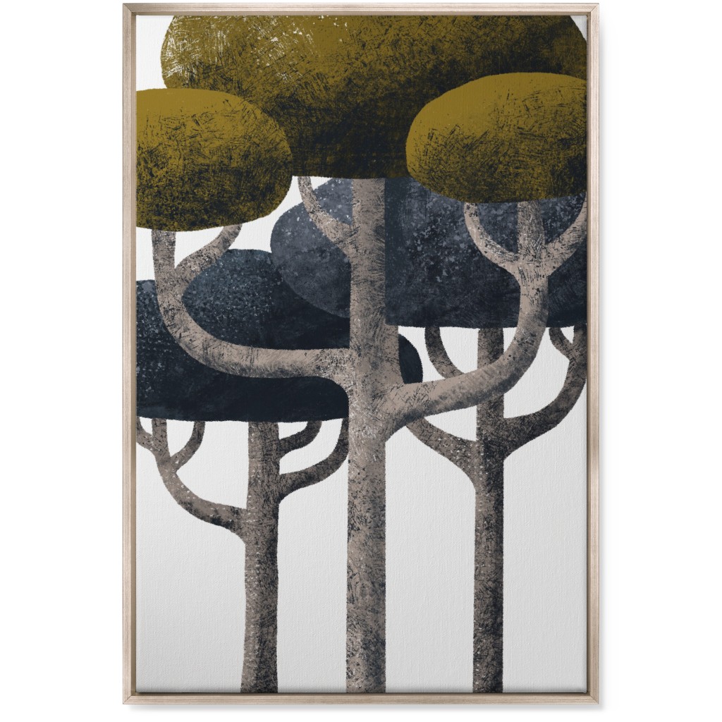 Tree Stand - Green and Black Wall Art, Metallic, Single piece, Canvas, 24x36, Multicolor