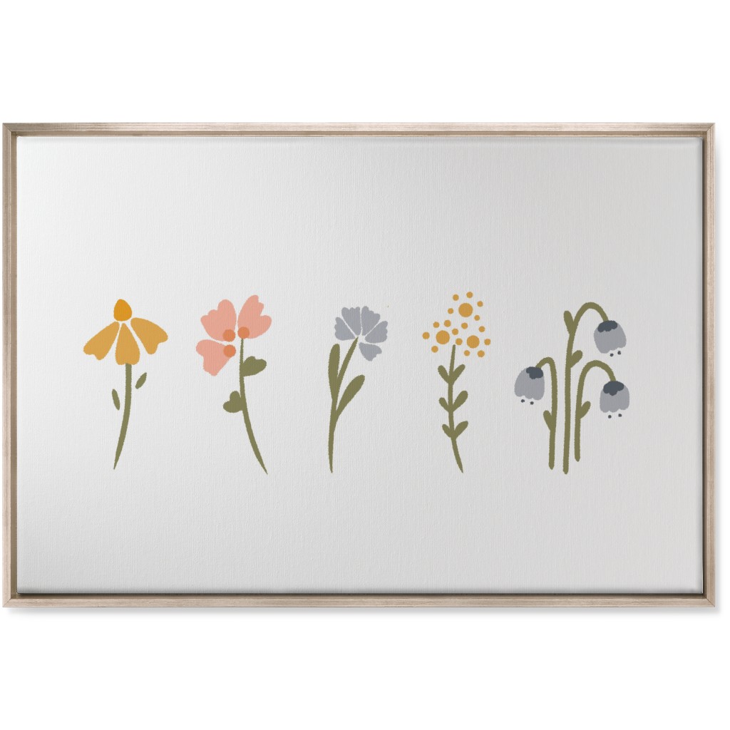 Wildflowers - Multi on White Wall Art, Metallic, Single piece, Canvas, 24x36, Multicolor