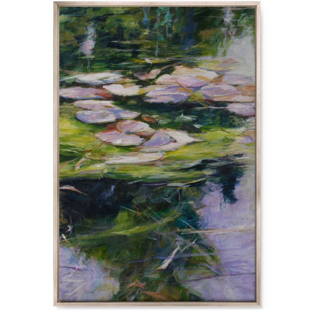Waterlilies Painting Wall Art, Metallic, Single piece, Canvas, 24x36, Green