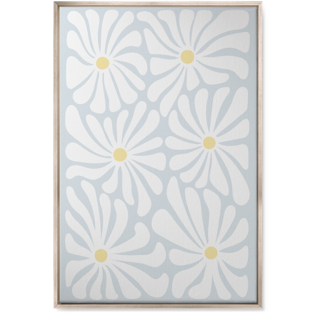 Retro Daisies Wall Art, Metallic, Single piece, Canvas, 24x36, Blue, Mist