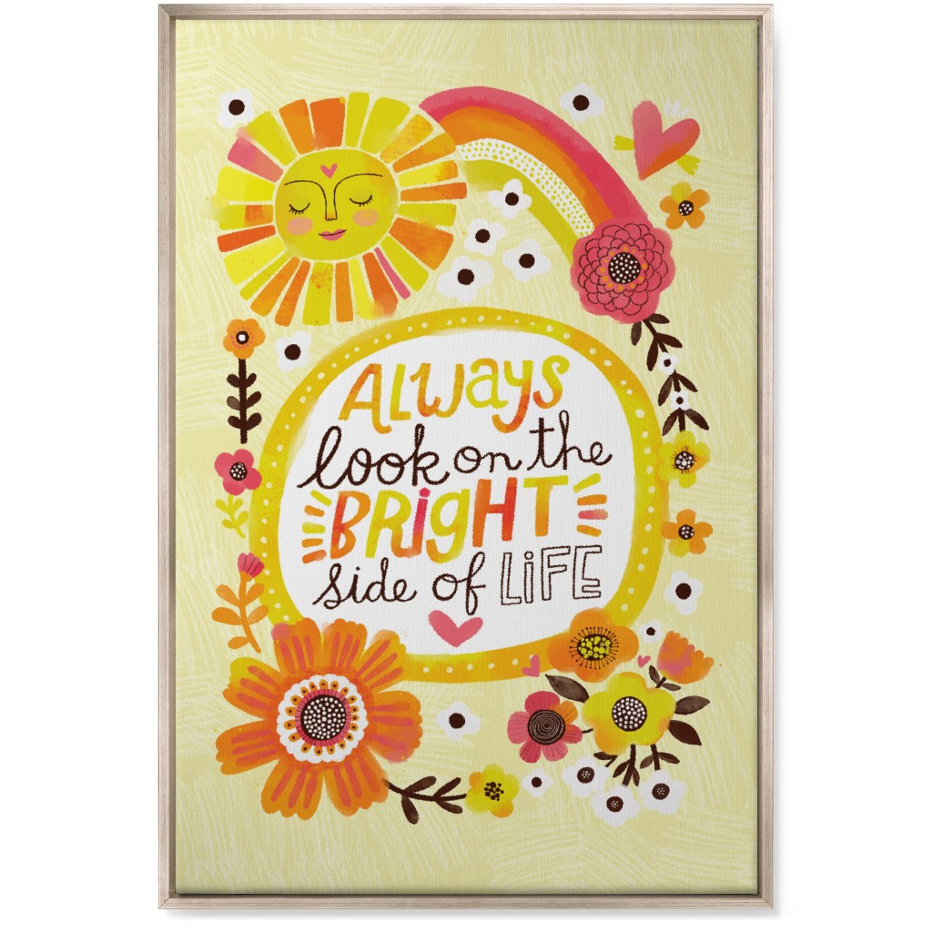 Always Look on the Bright Side of Life - Yellow Wall Art, Metallic, Single piece, Canvas, 24x36, Yellow, Classic Yellow