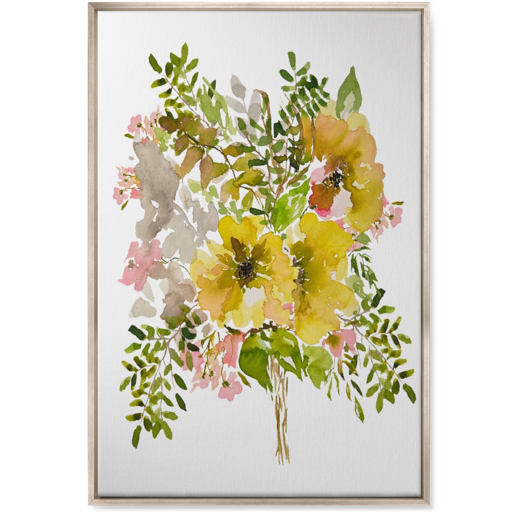 Floral Bouquet - Yellow Wall Art, Metallic, Single piece, Canvas, 24x36, Yellow, Classic Yellow