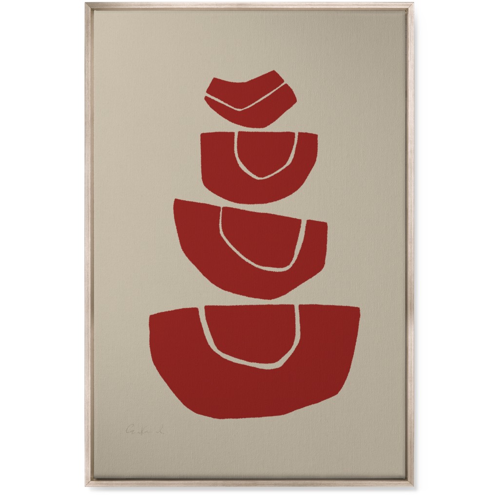 Geometric Stack Abstract Wall Art, Metallic, Single piece, Canvas, 24x36, Red