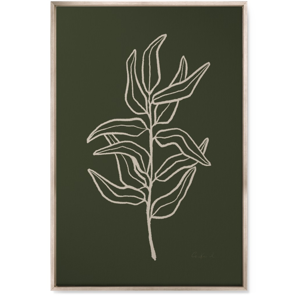 Botanical Eucalyptus Branch Wall Art, Metallic, Single piece, Canvas, 24x36, Green, Gray