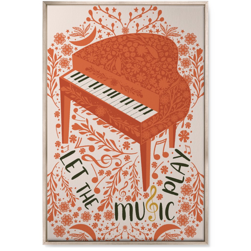 Let the Music Play - Red Wall Art, Metallic, Single piece, Canvas, 24x36, Pink