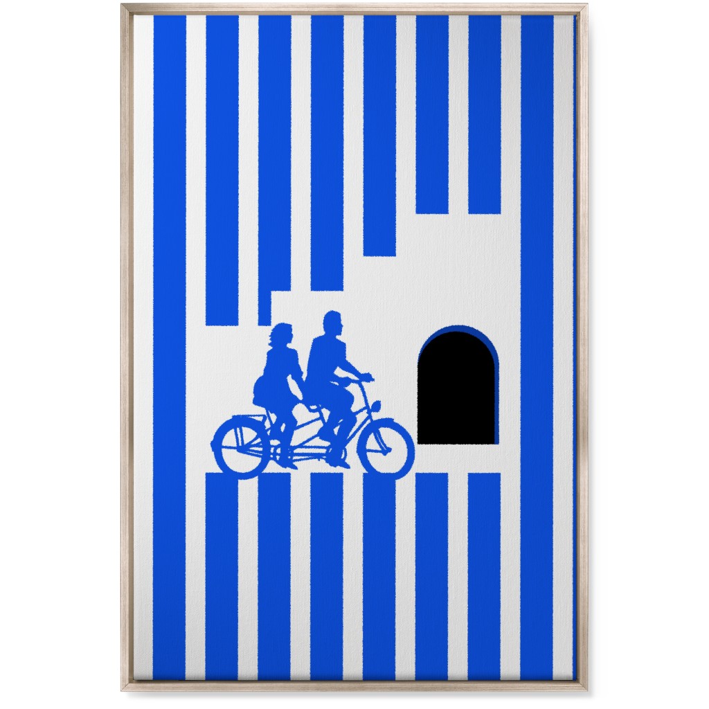 Riders Minimal Artwork - Blue Wall Art, Metallic, Single piece, Canvas, 24x36, Blue, True Blue