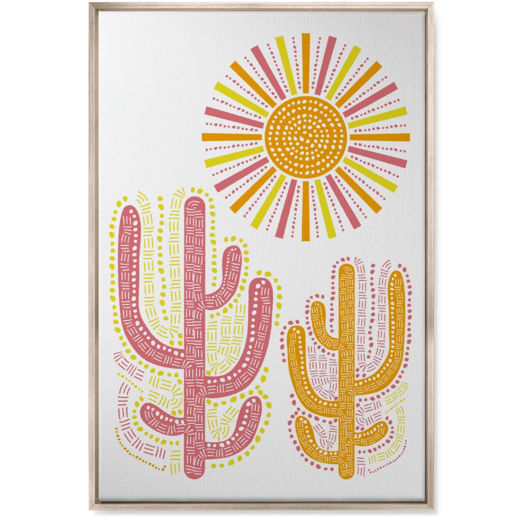 Boho Cactus and Sunny Summer - Warm Wall Art, Metallic, Single piece, Canvas, 24x36, Multicolor