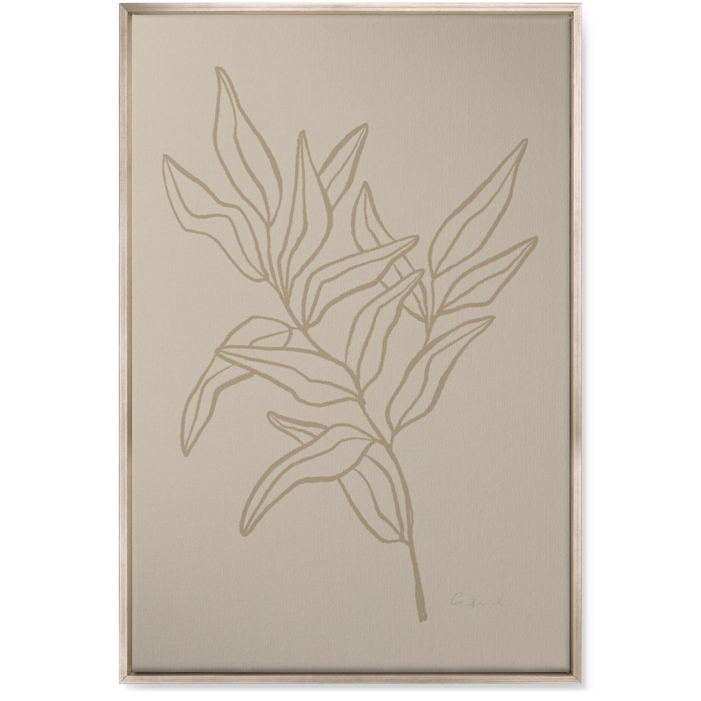 Botanical Eucalyptus Branch I Wall Art, Metallic, Single piece, Canvas, 24x36, Beige, Wheat