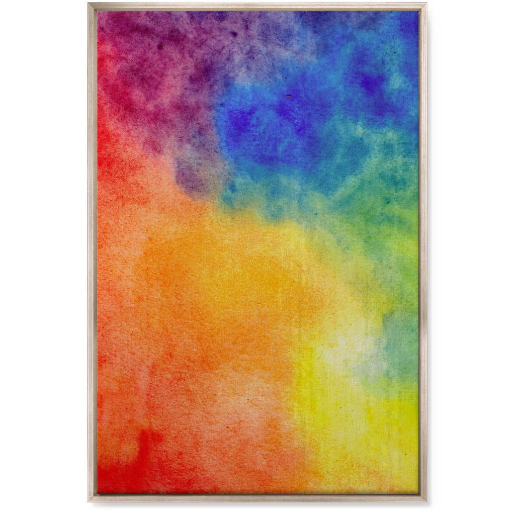 Watercolor Rainbow Abstract - Multi Wall Art, Metallic, Single piece, Canvas, 24x36, Multicolor