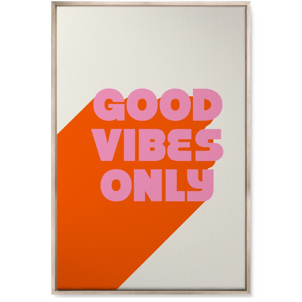 Good Vibes Only - Orange and Pink Wall Art, Metallic, Single piece, Canvas, 24x36, Red, Red