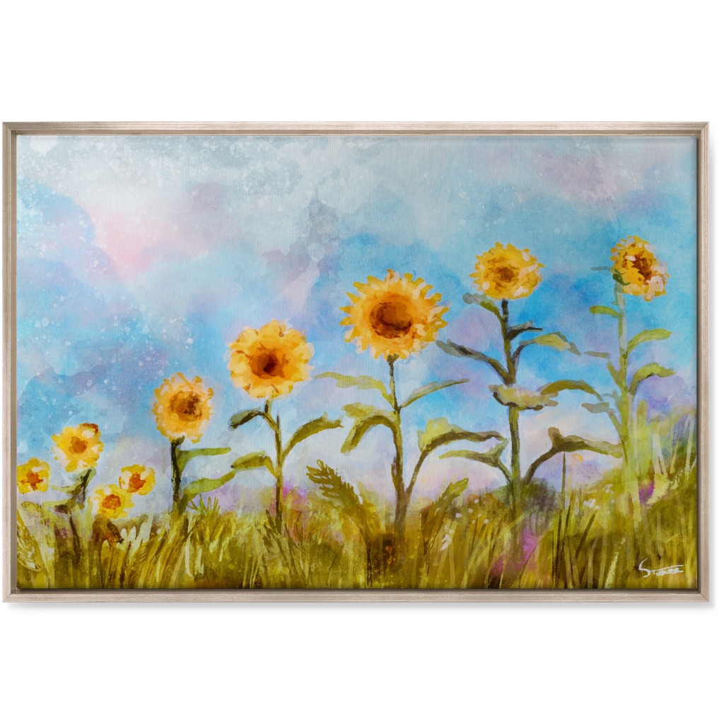 the Sunflower Field Wall Art, Metallic, Single piece, Canvas, 24x36, Multicolor