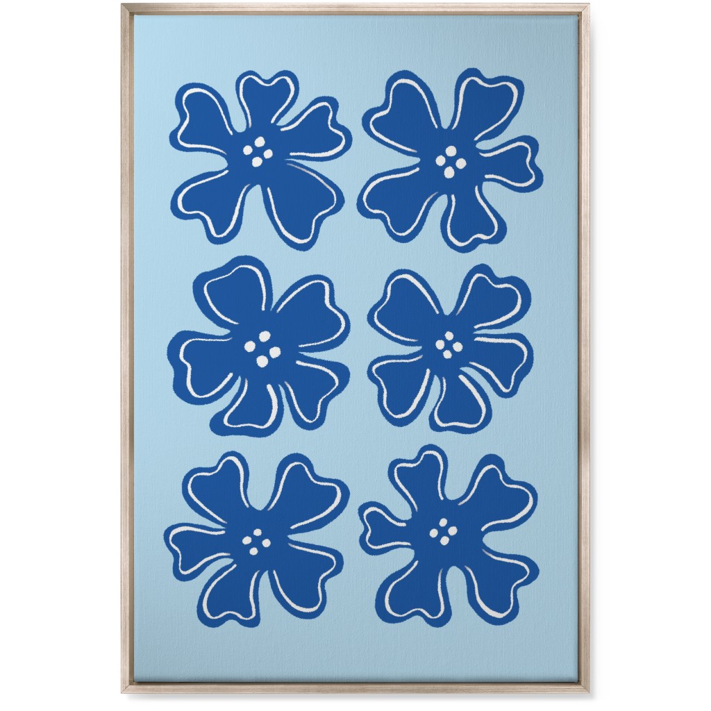 Button Flowers Wall Art, Metallic, Single piece, Canvas, 24x36, Blue