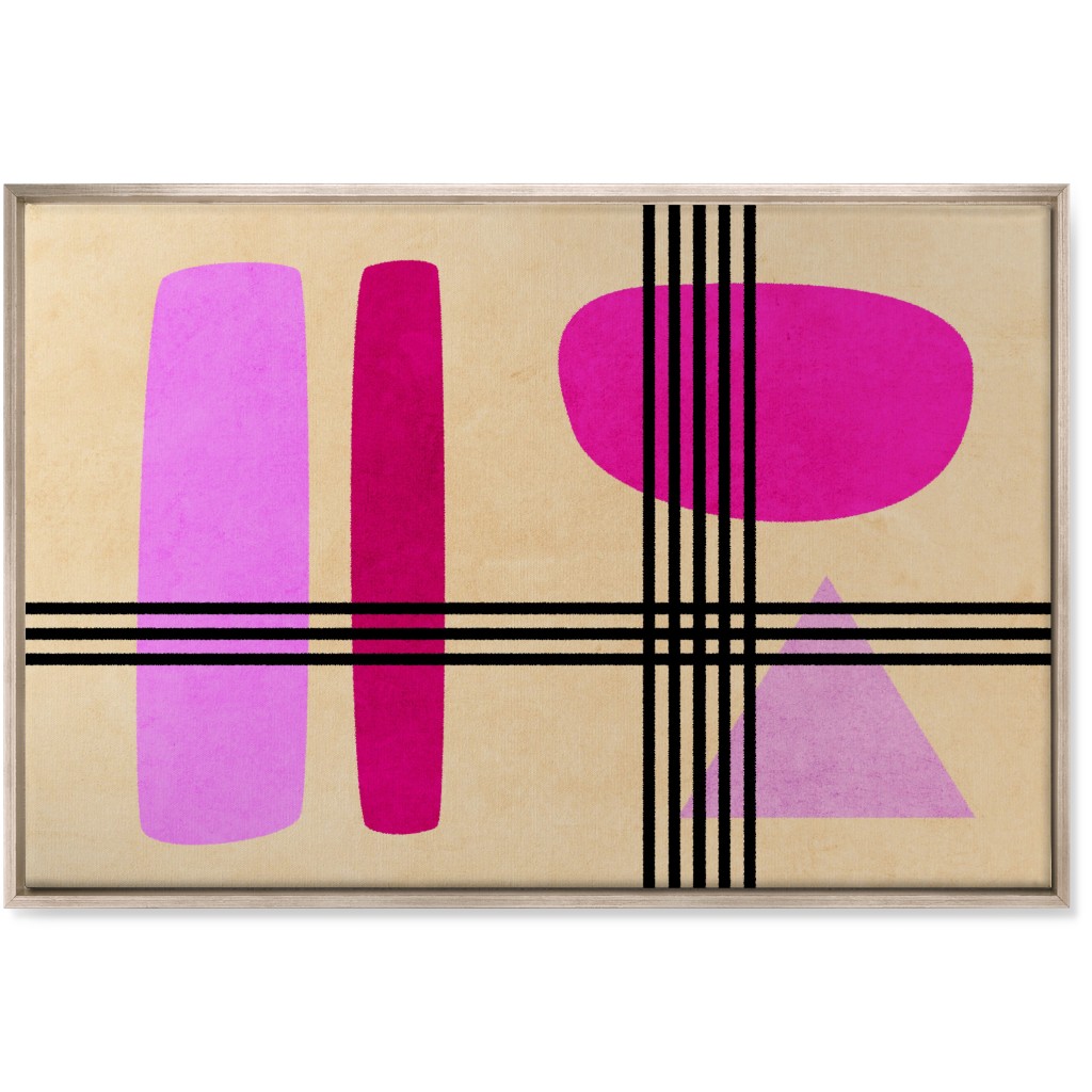 Criss-Cross Abstract Wall Art, Metallic, Single piece, Canvas, 24x36, Pink