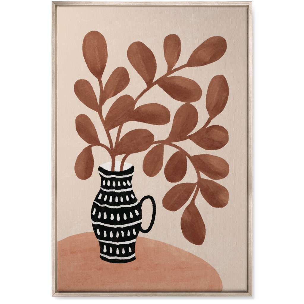 the Vase I - Neutral Wall Art, Metallic, Single piece, Canvas, 24x36, Brown, Brown