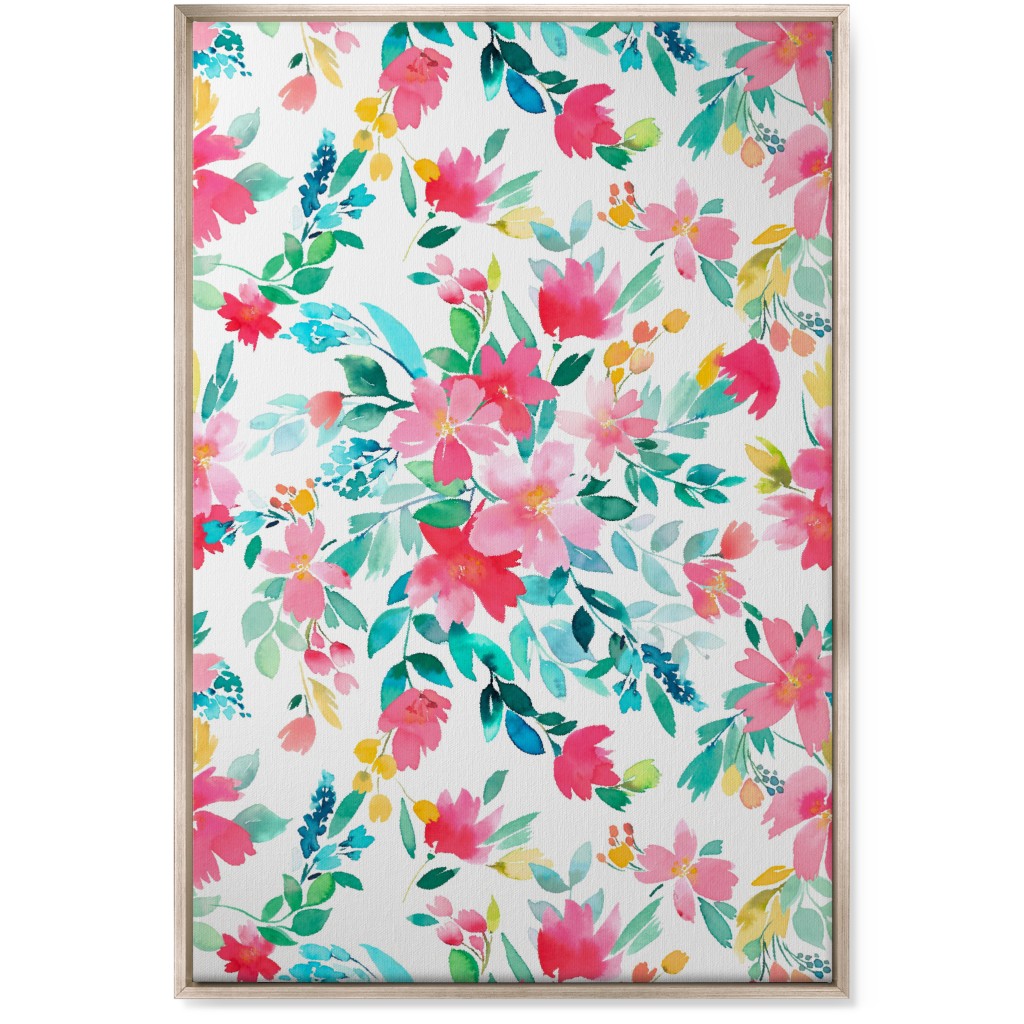 Summer Fresh Flowers - Multi Wall Art, Metallic, Single piece, Canvas, 24x36, Pink