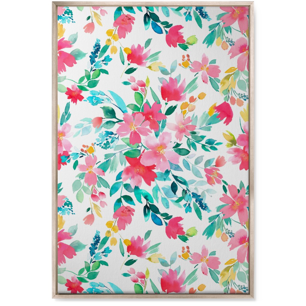 Summer Fresh Flowers - Multi Wall Art, Metallic, Single piece, Canvas, 24x36, Pink