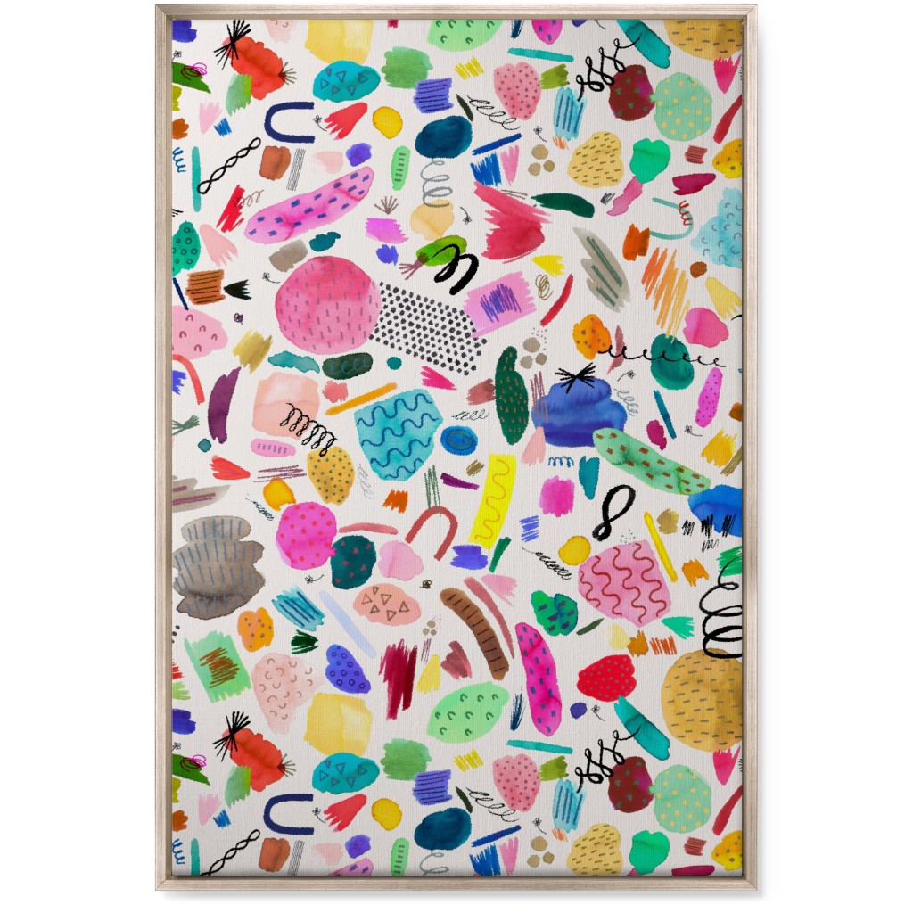 Abstract Marks and Scribbles - Multi Wall Art, Metallic, Single piece, Canvas, 24x36, Multicolor